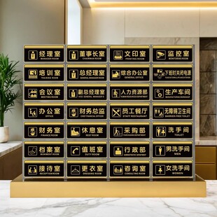 亚克力黑色业务部洽谈室办公门贴董事长经理财务会议室标识牌定制