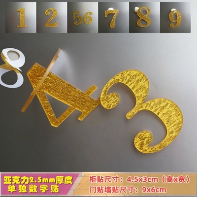 金色单独数字贴字母标识牌号码