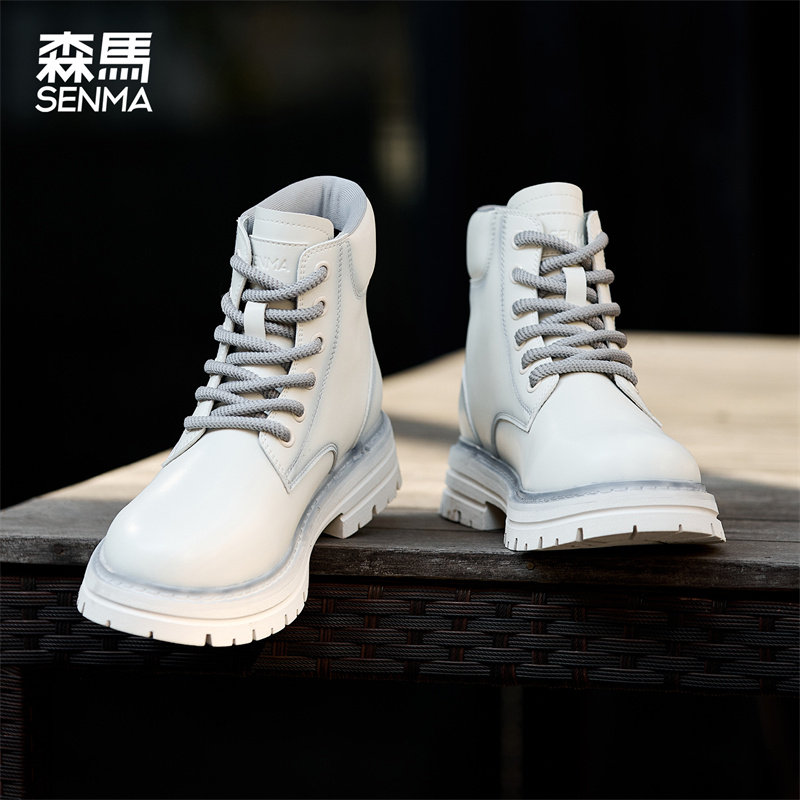 森马白色马丁靴男款2025新款冬季加绒加厚保暖棉鞋男士靴子工装靴