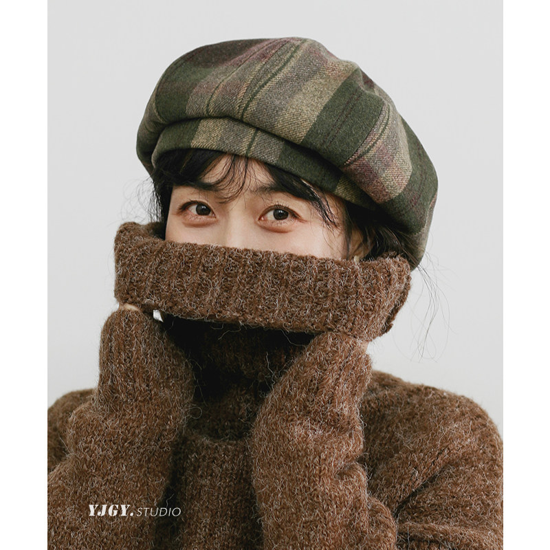 印计谷羽 白鹿同款格纹羊毛贝雷帽女秋冬英伦复古百搭帽子画家帽,服饰配件/皮带/帽子/围巾,帽子,淘宝优惠券,粉丝福利购,淘宝优惠卷