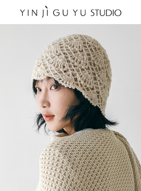印计谷羽 原创设计感森系羊毛包头帽女秋冬天韩版百搭高级感帽子