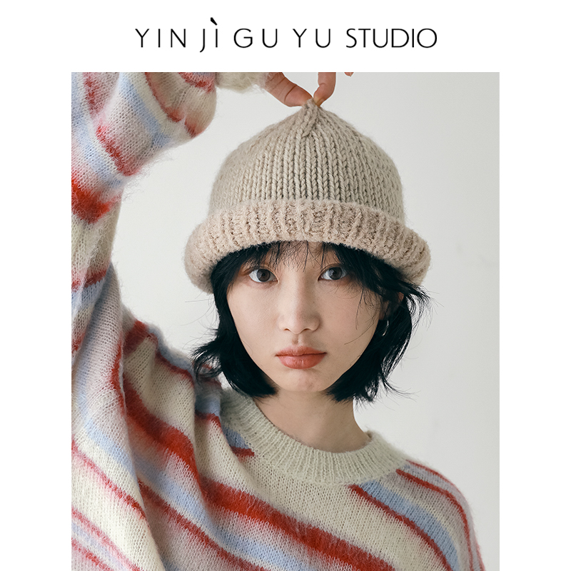 印计谷羽羊驼毛拼接地主帽