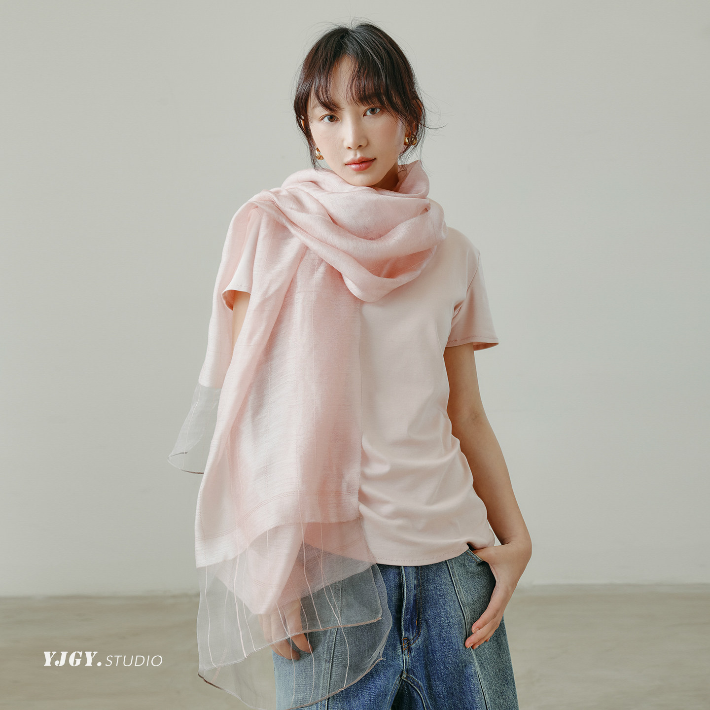 印计谷羽韩版渐变色围巾女春夏季轻薄长方形丝巾多功能空调房披肩