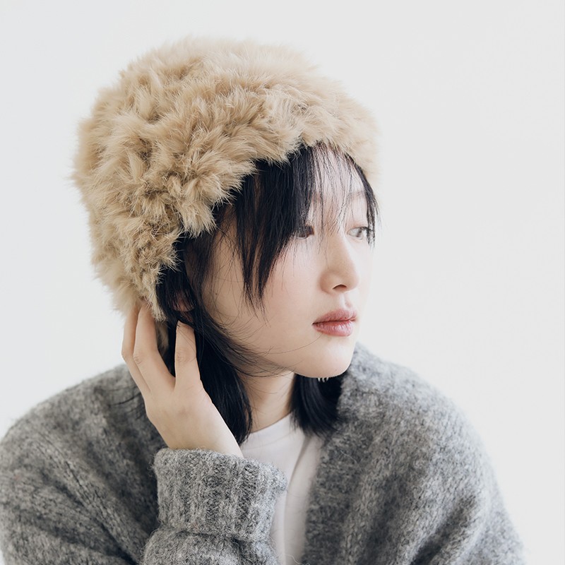 毛绒保暖帽子女冬2025新款时尚欧美复古包头帽韩版日系头巾帽百搭