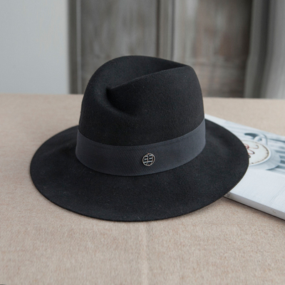 小辣椒毛呢礼帽女秋冬休闲逛街出游羊毛毡帽大檐爵士帽复古宽檐帽