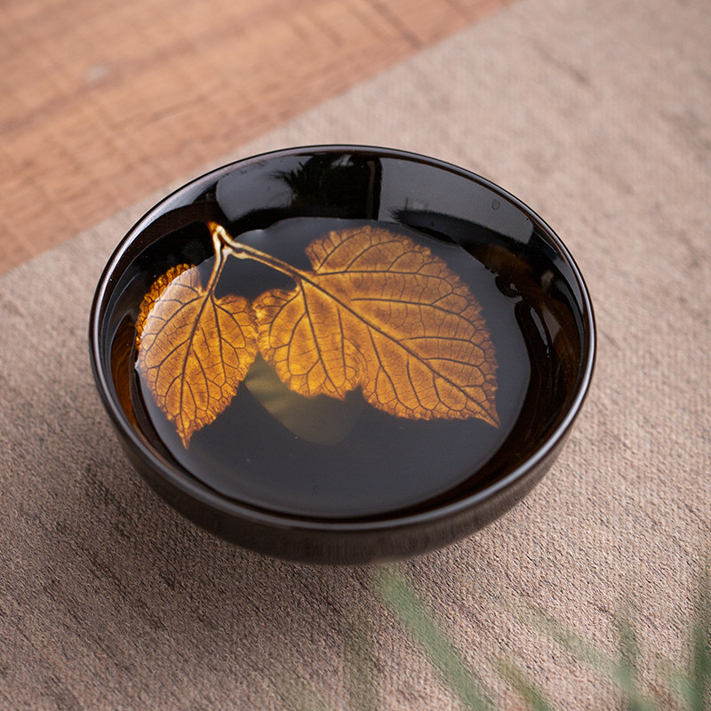 寻熹吉州窑木叶盏天目盏 景德镇手工木叶盏茶杯主人杯建盏茶碗