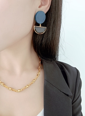 冷淡风拼接圆环金属质感锁骨链