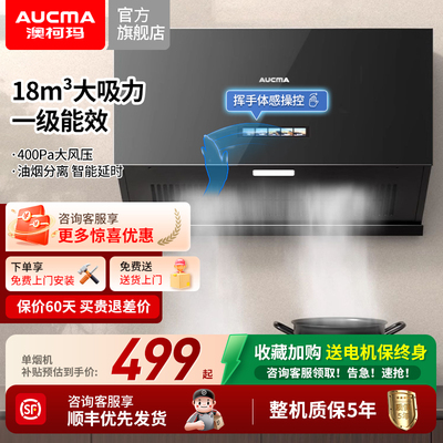 澳柯玛油烟机家用厨房大吸力1级能效节能一键清洗BZ13D