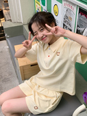 气少女设计感休闲运动套装 短裤 女夏季 短袖 两件套 学生显瘦Polo衫 元