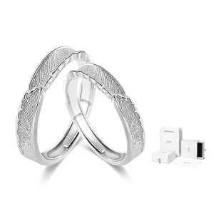 NRO比翼双飞星河情侣对戒999纯银肌理素圈戒指小众设计轻奢礼物