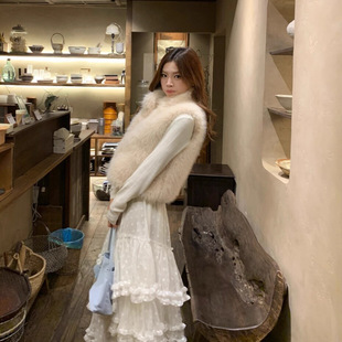 麻豆madofit环保皮草马甲女2025新款狐狸毛百搭貂皮背心坎肩外套