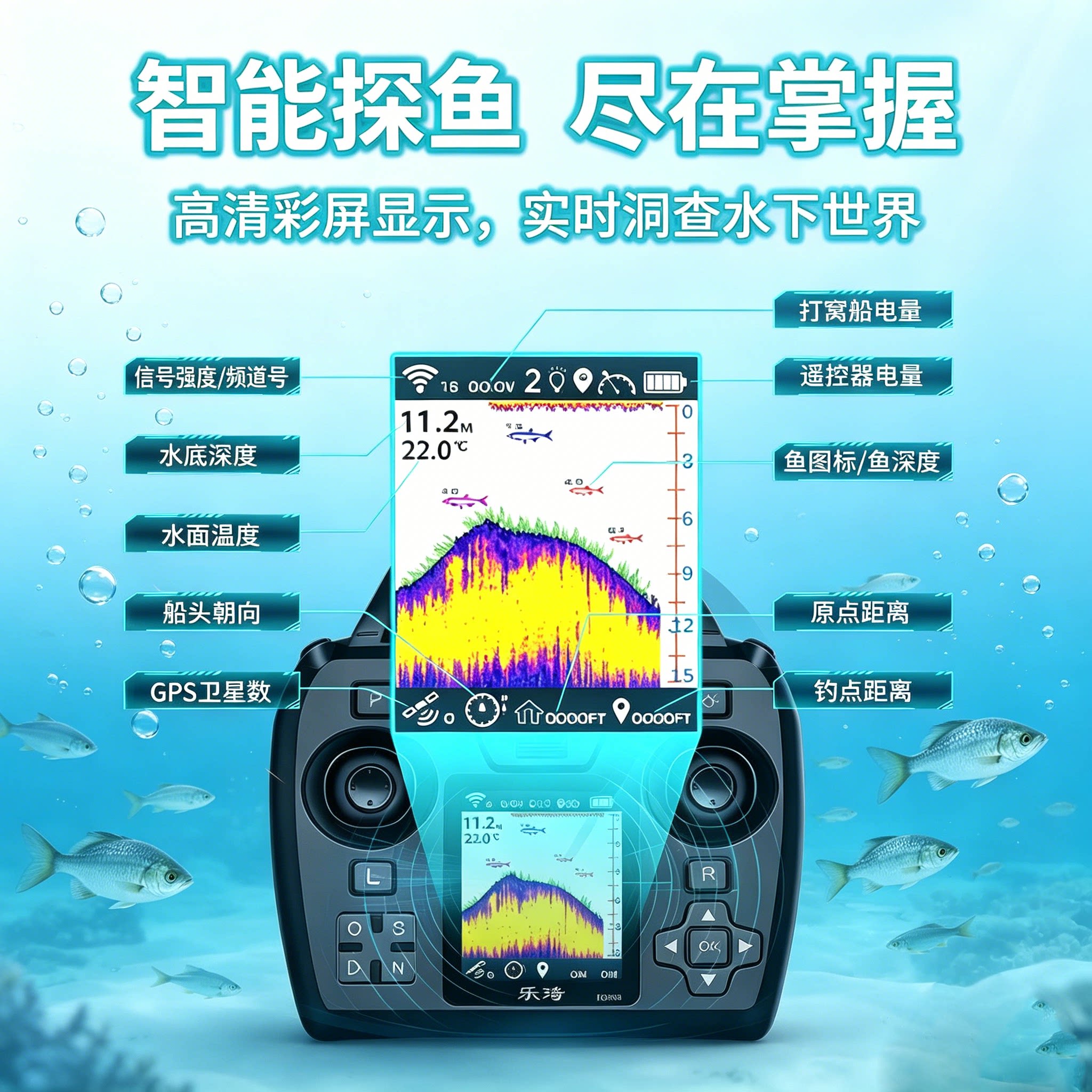 乐琦打窝船GPS定位自动返航遥控船钓鱼送钩远投拉网大功率探鱼器