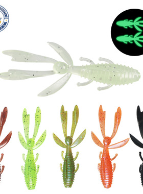 新品虾型软饵62mm德州倒钓钓组路亚饵根钓鲈鱼饵20PCS加盐+虾腥味