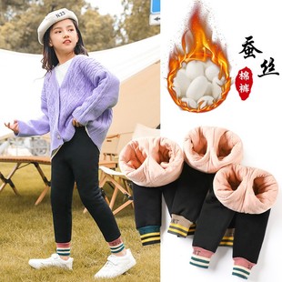 女童特厚打底裤冬季新款长裤蚕丝棉裤儿童超厚保暖裤外穿一条过冬