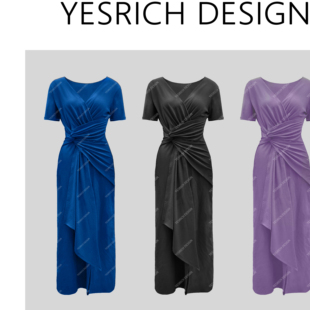 沙漏腰 连衣裙女G202 三色气质优雅人均沙漏腰百搭遮肉显瘦长款