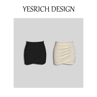 夜曲褶皱 纯欲收腰遮肉显瘦短裙夏季薄款百搭设计感安全裤裙G083