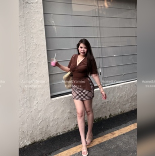 格纹名媛 美式复古辣妹风通勤休闲上衣+半裙套装G568/G576