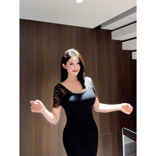 蔓影雕花 性感优雅韵味轻奢精致浪漫蕾丝设计感显瘦短袖上衣G247