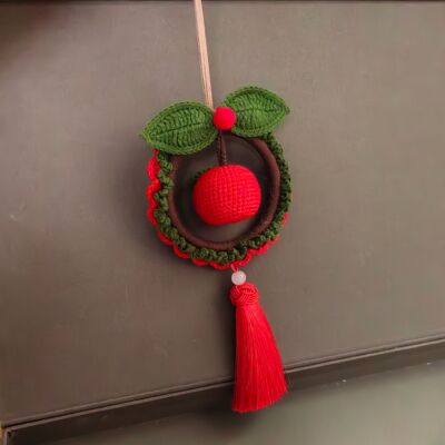 成品手工编织平安果车挂小苹果车载挂件护路一路平安闺蜜礼物毛线