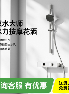 JOMOW卫浴极简电镀银色沐浴淋浴花洒套装H728e