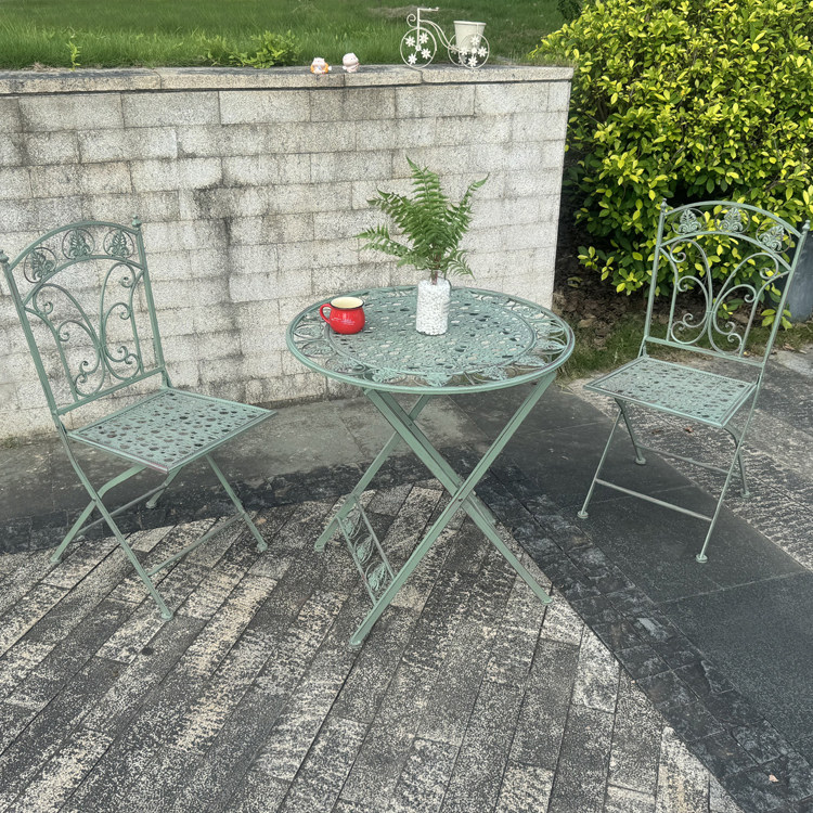 美式乡村复古铁艺折叠桌椅套装花园阳台庭院室内户外家具休闲桌椅