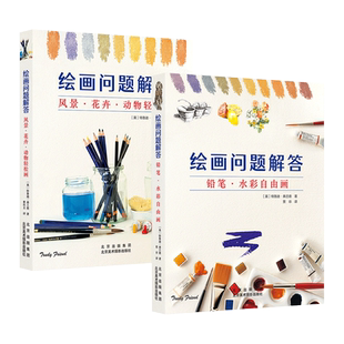 2册 绘画问题解答 铅笔水彩自由画+风景花卉动物轻松画 特鲁迪弗兰德 工具和基本技法 创作中的典型错误 作画技巧 美术教材书籍