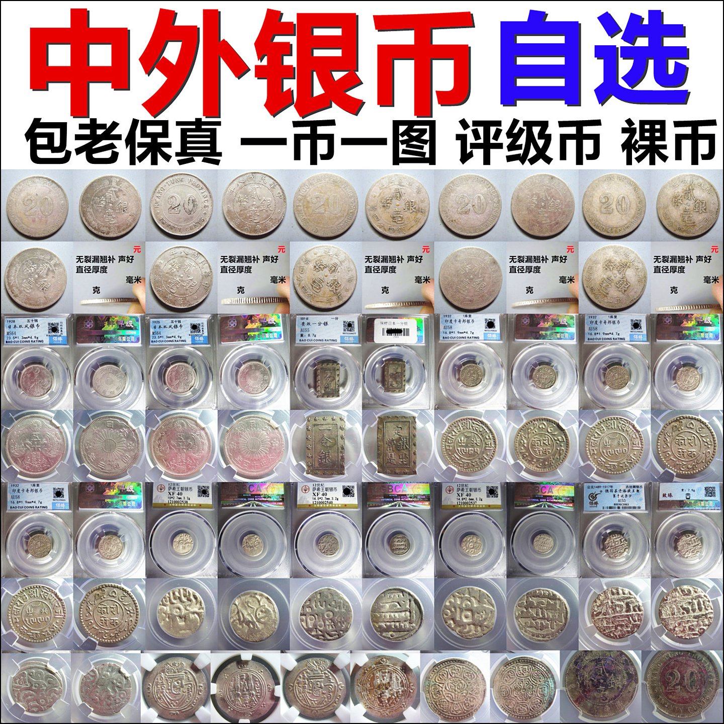中外银币 西域银币 民国银币 评级币 裸币 一币一图自选 保真摆件