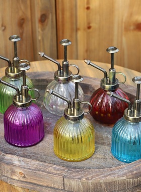 zakka复古南瓜玻璃小喷壶 洒水壶 唯美可爱小水壶 手压式桌面摆拍