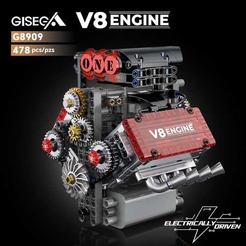 G8909跨境电动仿真美式V8发动机V8 Engine toy bricks小颗粒积木