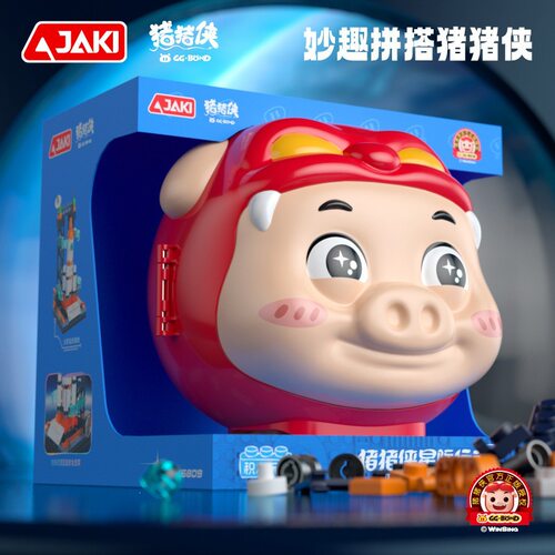 佳奇JK6809正版IP授权猪猪侠收纳桶儿童益智拼装积木玩具