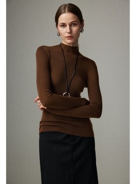 SOUL JUC黄金羊毛系列80支3股软糯亲肤半高领18针无缝羊毛打底衫