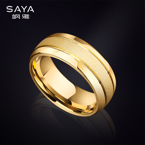 飒雅金色戒指贵族轻奢指环男