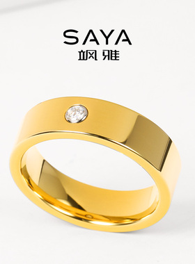 飒雅男士戒指高级感莫桑石钻戒金色潮男个性钨金婚戒食指结婚指环