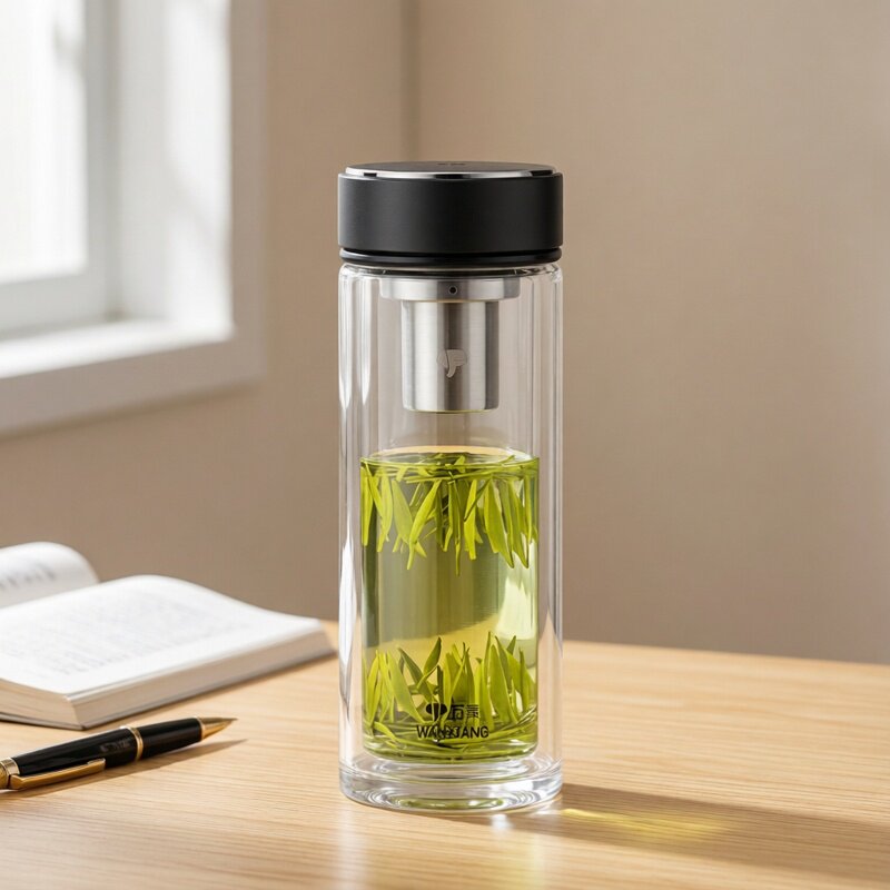 万象高端玻璃杯水杯茶杯泡茶杯过滤网双层便携大容量商务礼品定制