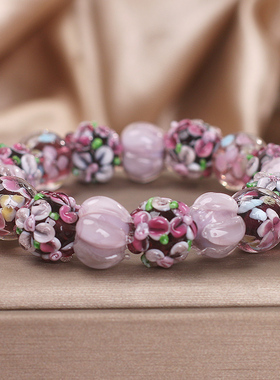 新中式紫玫瑰花园琉璃珠手链