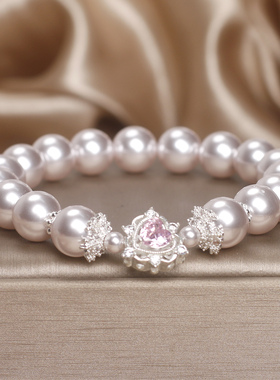 曼塔玫瑰色施家珍珠手链女款