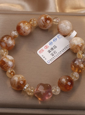 天然黄水晶轻奢圆珠手链女百搭