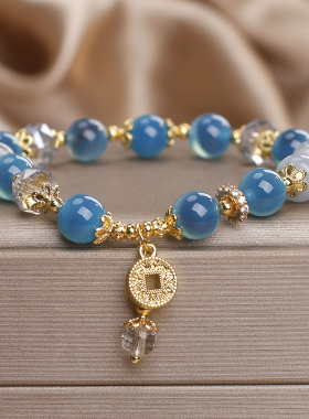 天然蓝糖心玛瑙招财手链