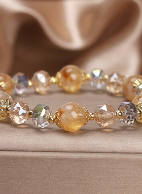 黄塔晶串珠水晶手链女高级感轻奢