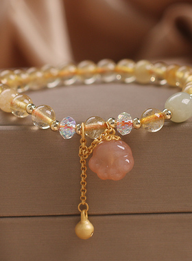 女天然黄水晶小众设计猫爪吊坠