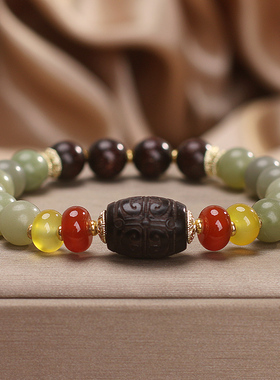 天然青玉沉香手链女款新中式轻奢