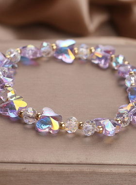 水晶手链女韩版蝴蝶串珠手串