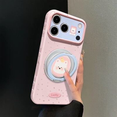适用苹果17promax可爱卡通动物保户包iphone16新款15旋转支架14女