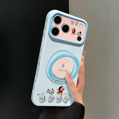 适用苹果17promax发财小新保户包iphone16新款15旋转支架14男女13