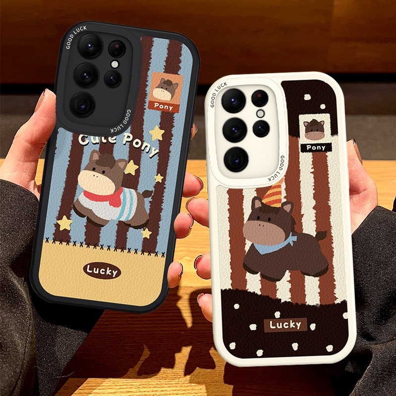 适用三星S25Ultra保护包可爱小马SamsungS24+软壳S23+硅胶女小众