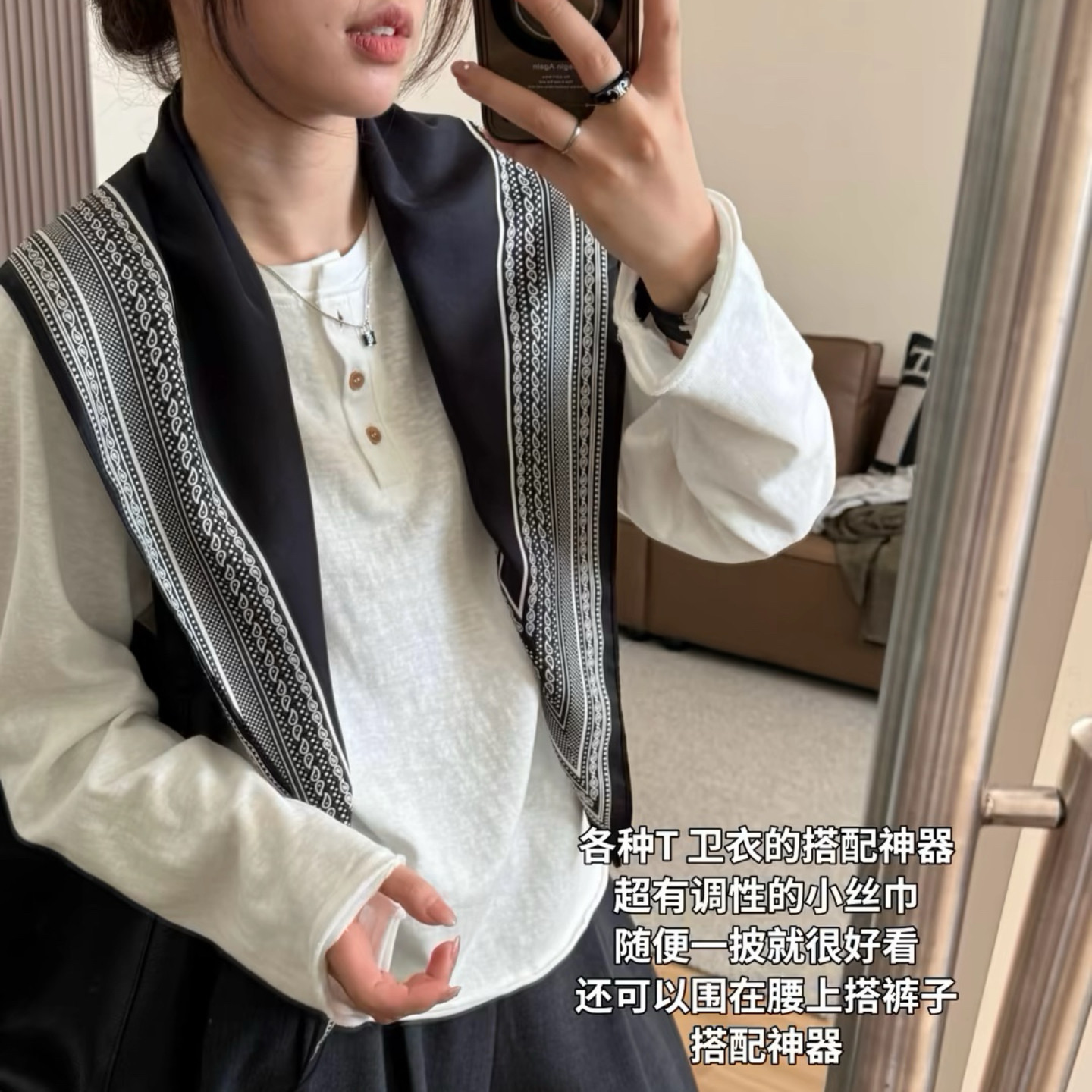 新款复古大三角巾女腰果花斜纹丝巾腰间配饰搭配衬衫披肩条纹围巾