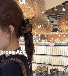 韩国咖色简约发圈大肠圈头绳气质发饰肥肠圈网红豹纹对夹别刘海儿