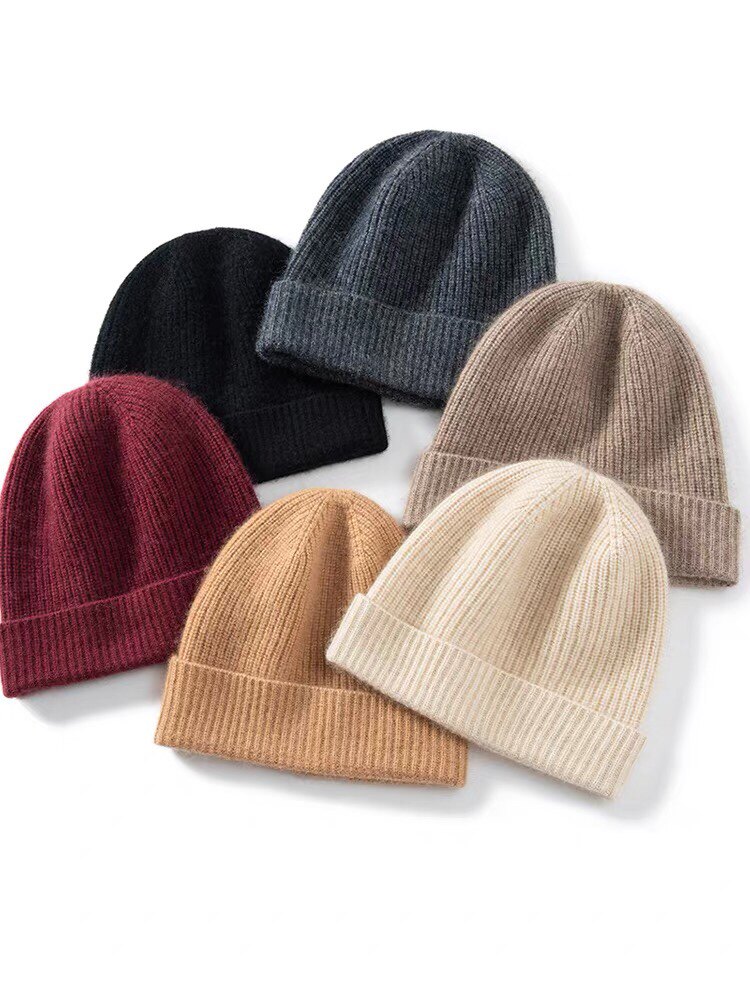 秋冬山羊绒帽子女百搭毛线针织月子休闲护耳包头冷帽男士PS189