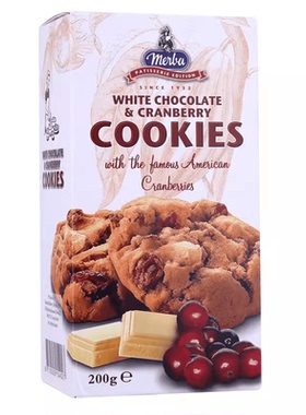 Meiba摩巴蔓越莓白巧克力曲奇饼干 200g 荷兰进口Cookies休闲零食