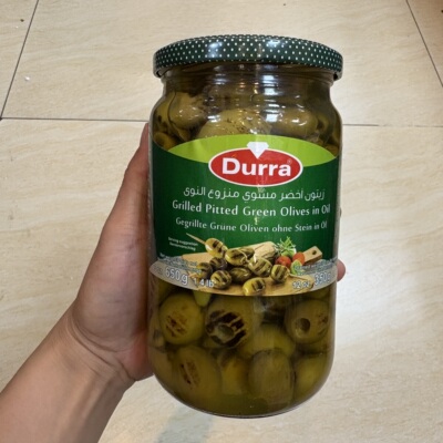 Durra多朗油浸烤绿橄榄罐头650g进口grilled pitted green olives